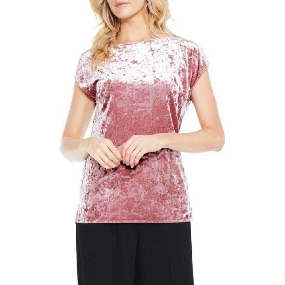 Vince Camuto Pink Crushed Velvet Drop Shoulder‎ Tee Blouse Medium
